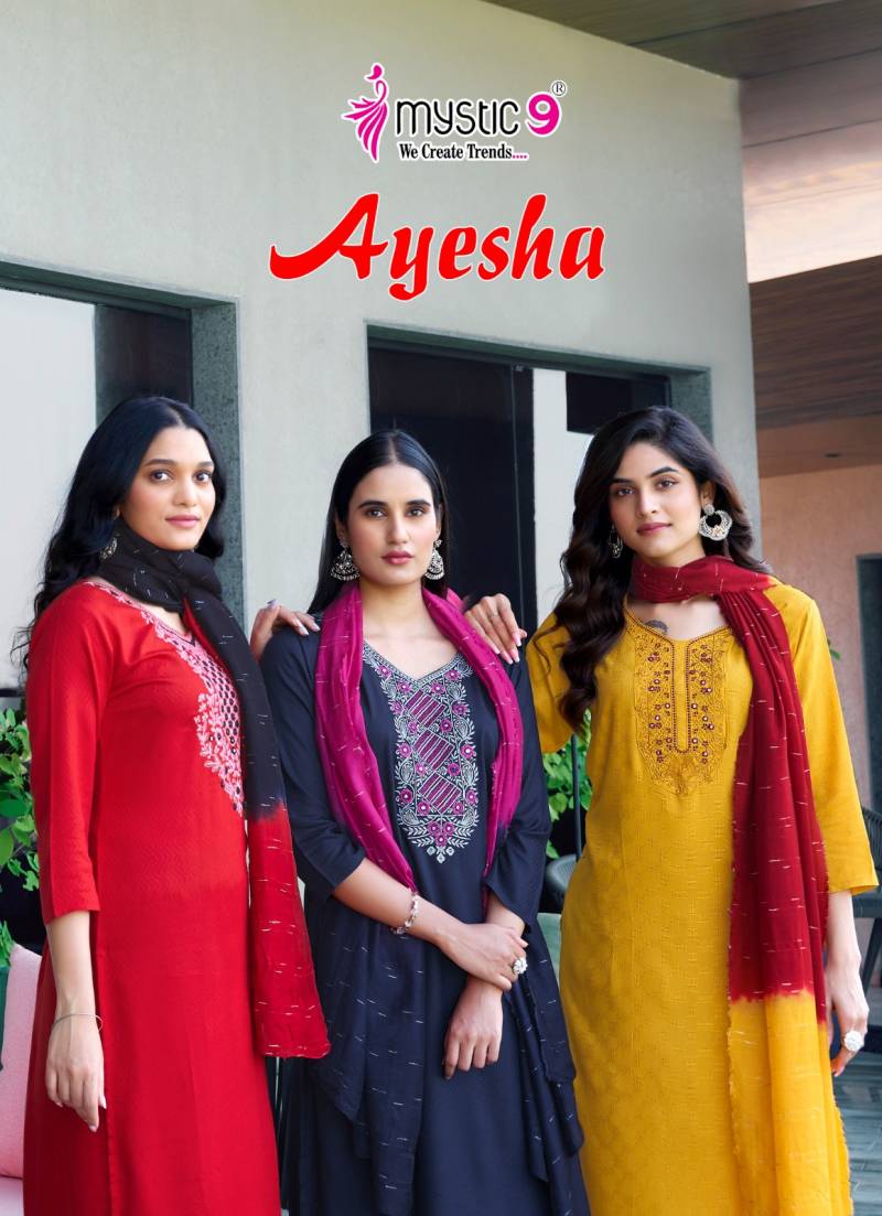 Mystic 9 Ayesha Vol 1 Rayon Designer Kurti Bottom With Dupatta
