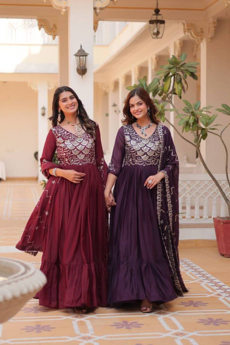 Sn 2407 Beautiful Designer Gown With Dupatta Collection