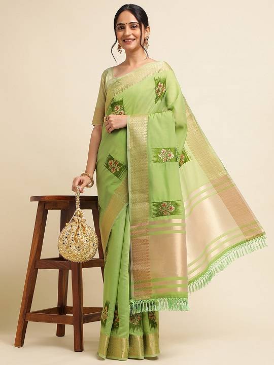 Priya 1 Soft Cotton Linen With Golden Saree Collection