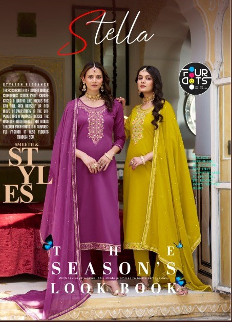 Four Dots Stella Jam Cotton Handwork Work Dress Material