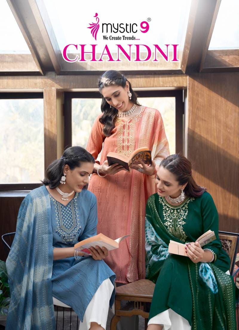 Mystic 9 Chandni Vol 1 Embroidery Kurti Bottom With Dupatta