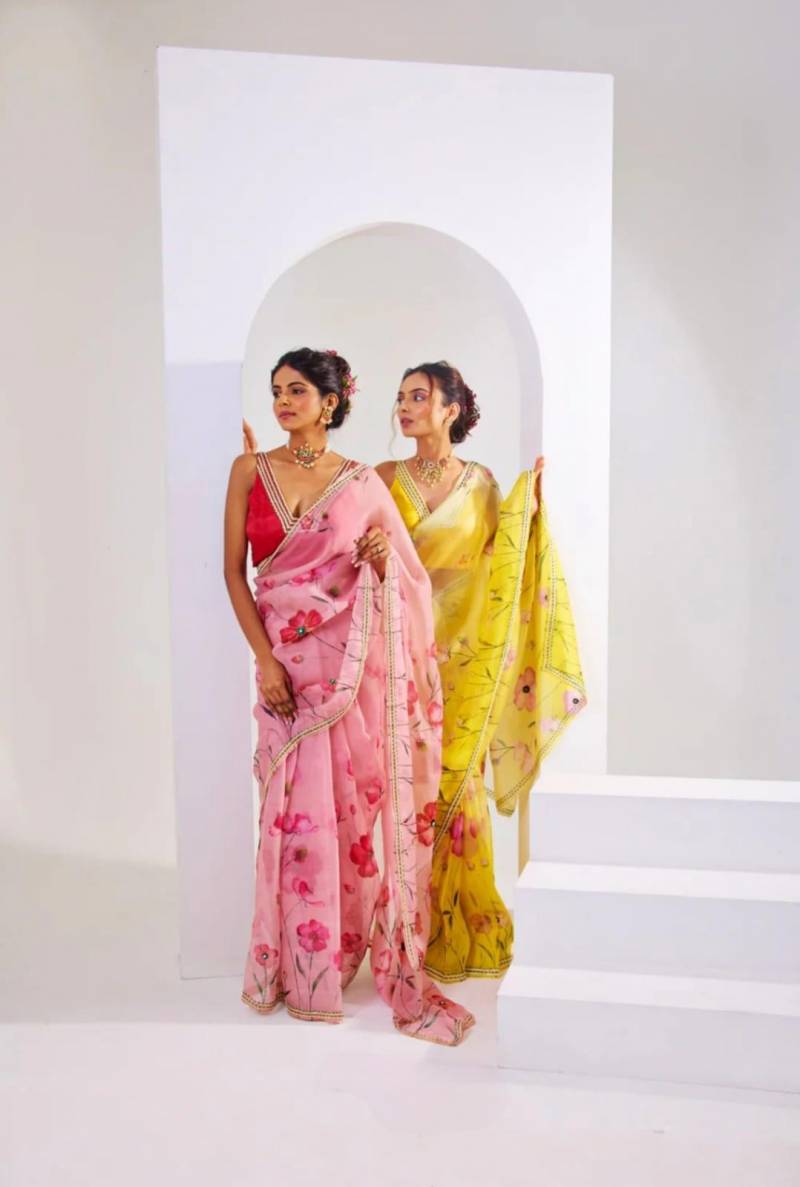 Kc 150 Flower Printed Party Wear Saree Collection