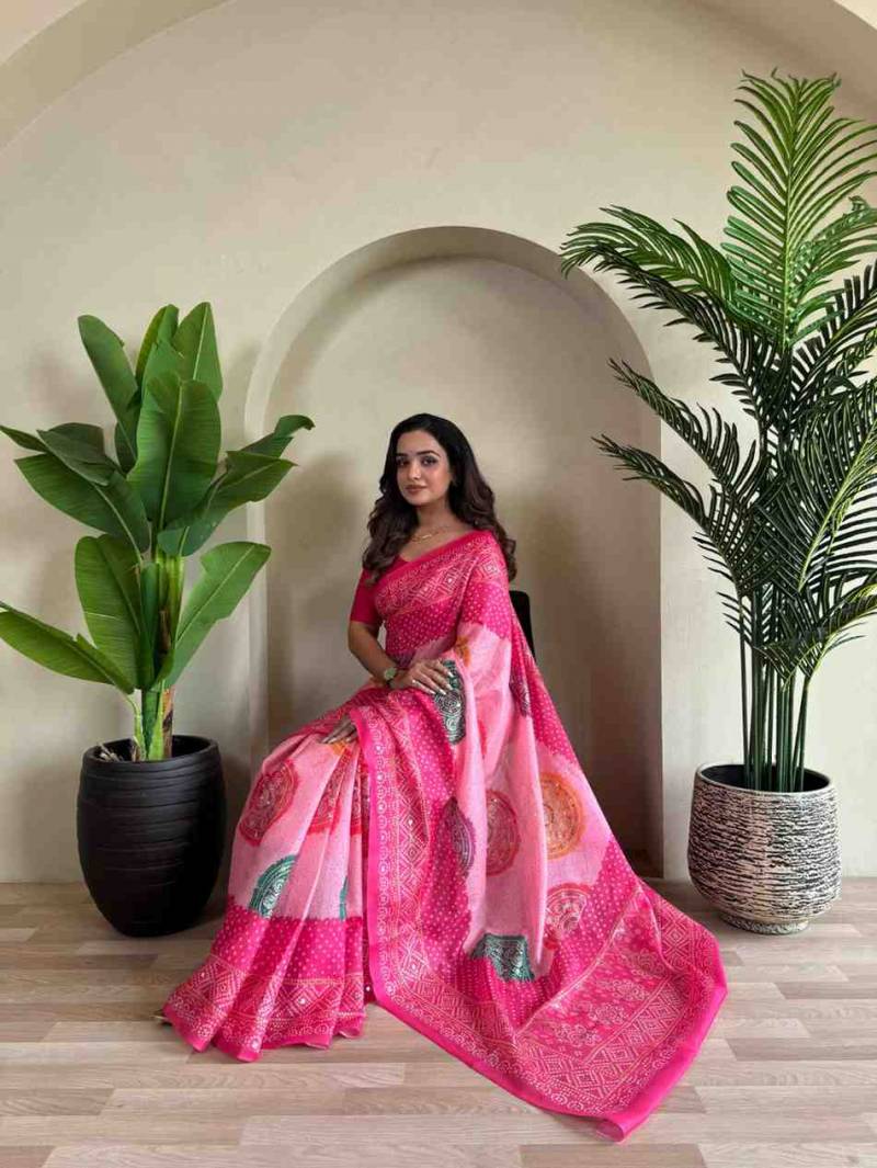 Kc 4002 Silk Bandhani Printed Saree Collection