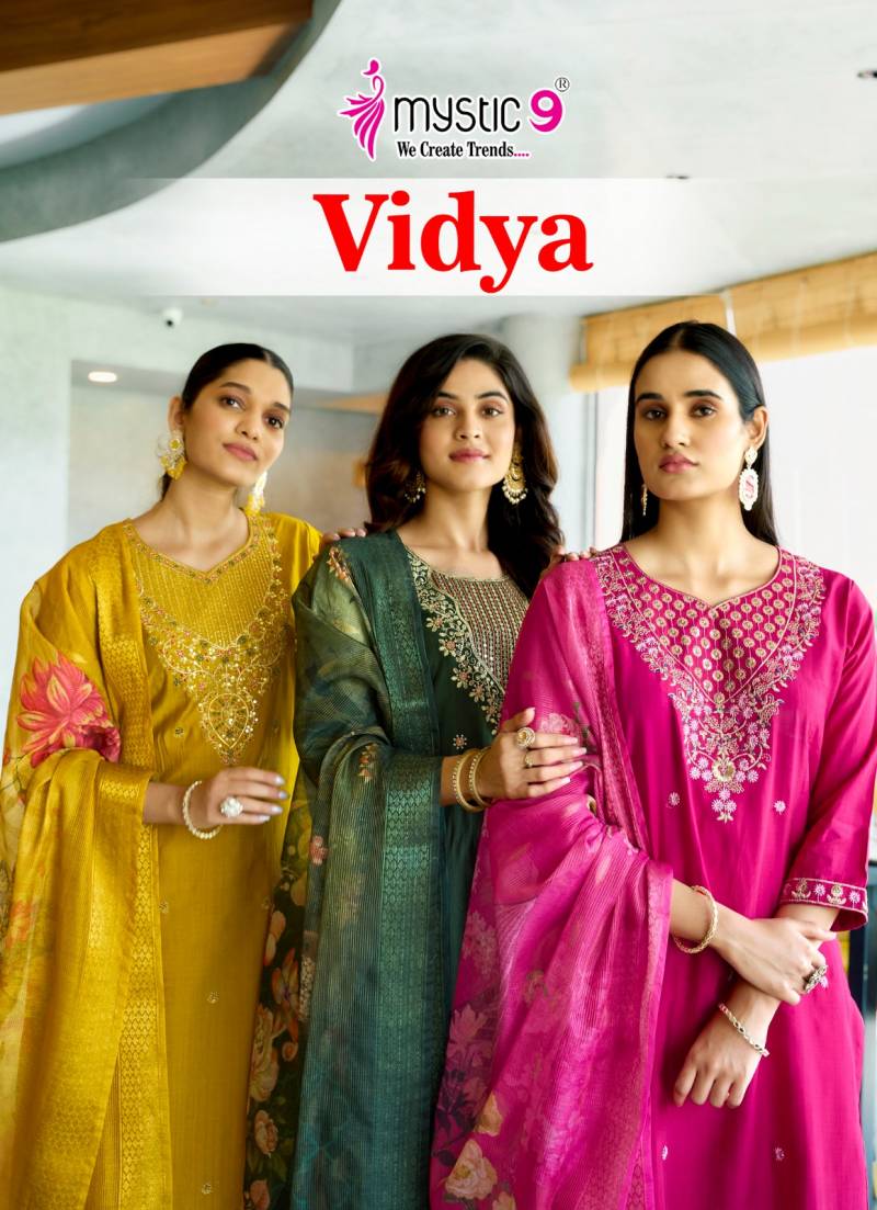 Mystic 9 Vidya Vol 1 Vertican Dobby Designer Kurti Bottom With Dupatta