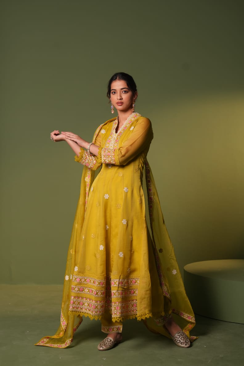Tanyaa P 181 Lakhnavi Work Readymade Kurti Bottom With Dupatta