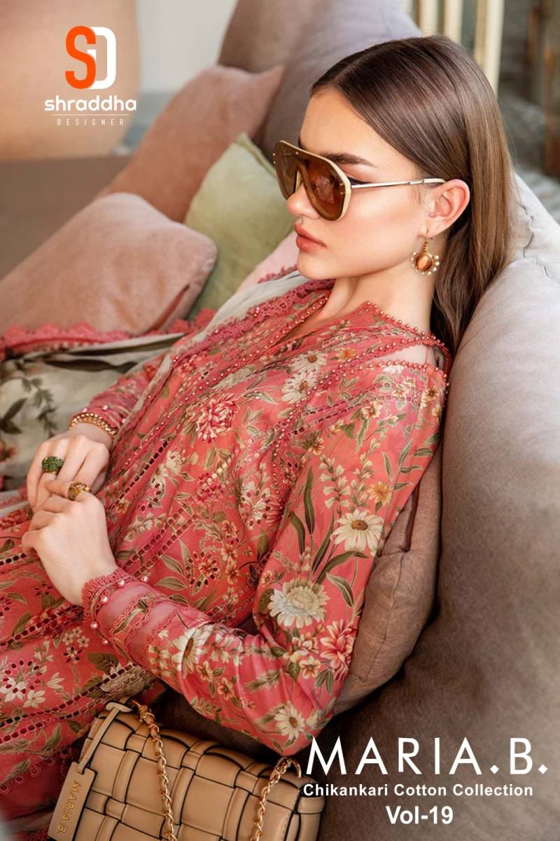 Shraddha Maria B Chikankari Vol 19 Pakistani Suits Cotton Dupatta