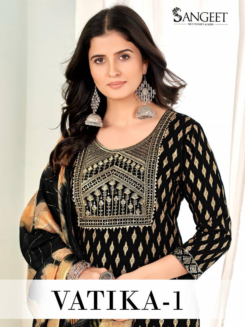 Sangeet Vatika 1 Rayon Printed Kurti Pant With Dupatta Collection