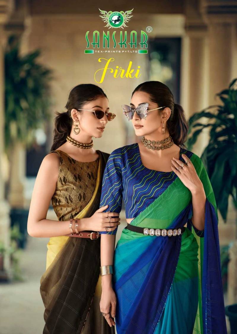 Sanskar Firki Chiffon Weaving Stylish Party Wear Saree Collection