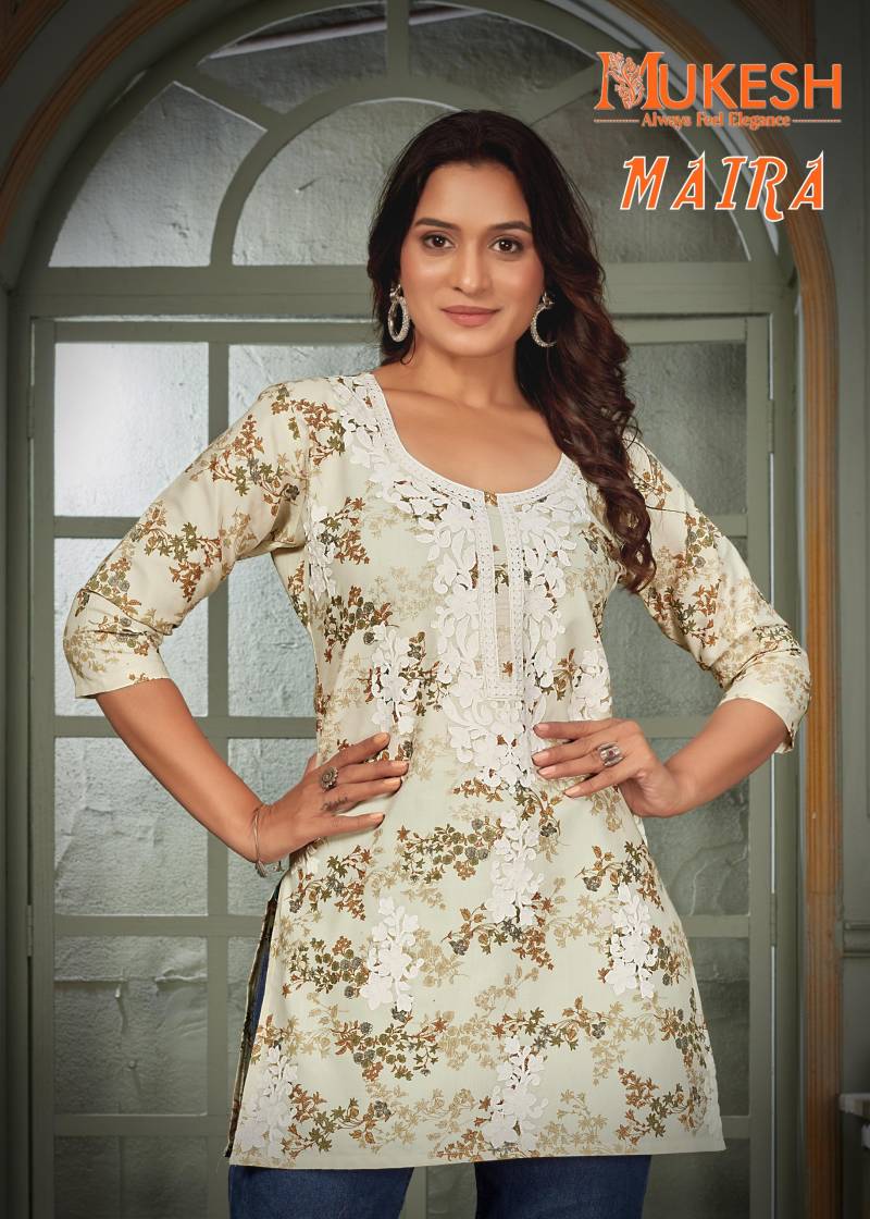 Mukesh Maira Cotton Printed With Chikankari Work Top Collection