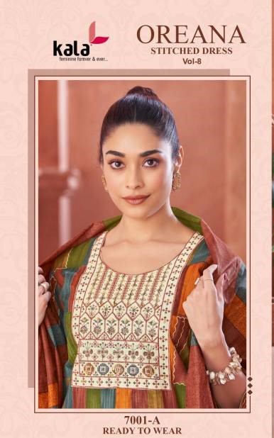 Kala Oreana Vol 8 Cotton Printed Kurti Pant With Dupatta