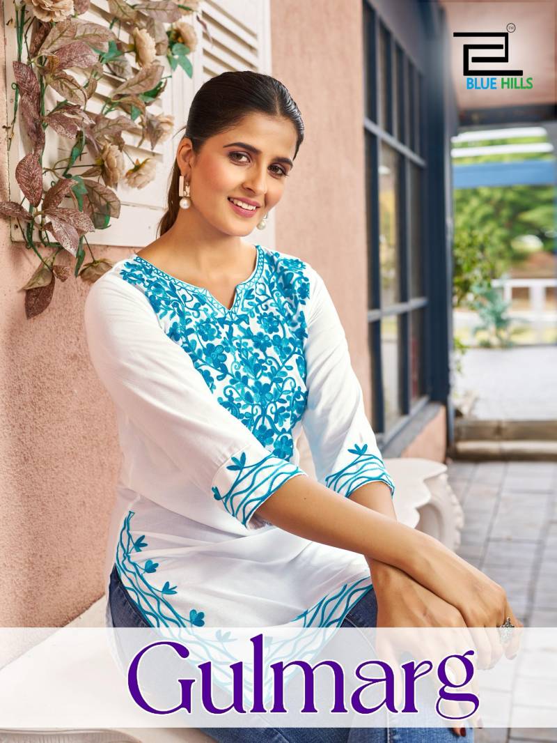 Blue Hills Gulmarg Woolen Work Side Cut Fancy Short Kurti Collection