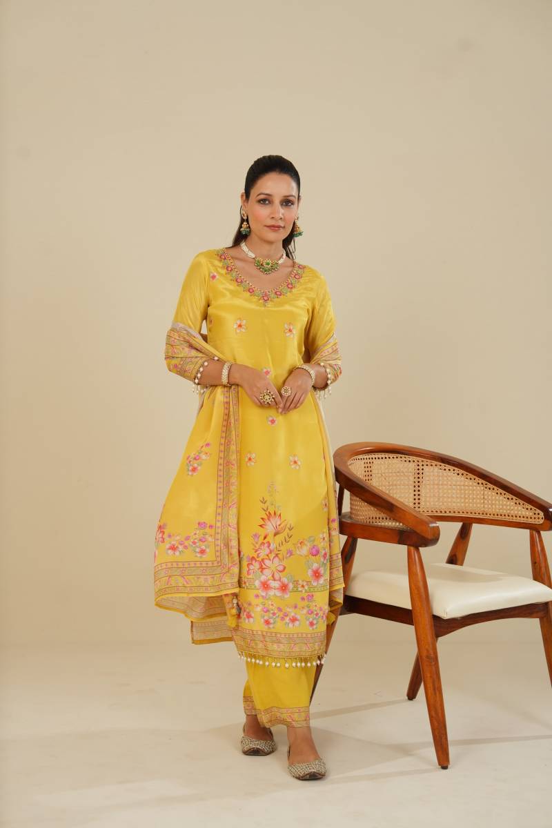 Tanyaa P 191 Maslin Silk Work Designer Kurti Bottom With Dupatta