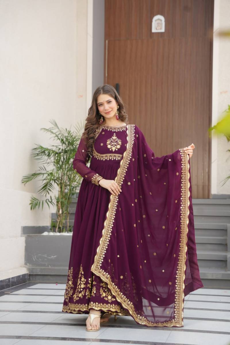 Luna Vol 35 Faux Georgette Designer Gown With Dupatta Collection