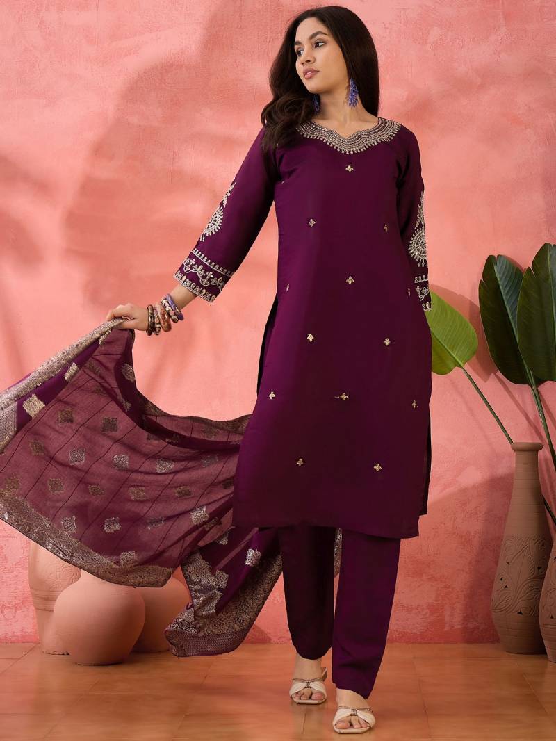 Color Set 8506 Roman Silk Kurti Bottom With Dupatta