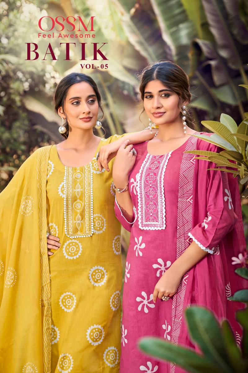 Ossm Batik Vol 05 Cotton Printed Kurti Bottom With Dupatta Collection