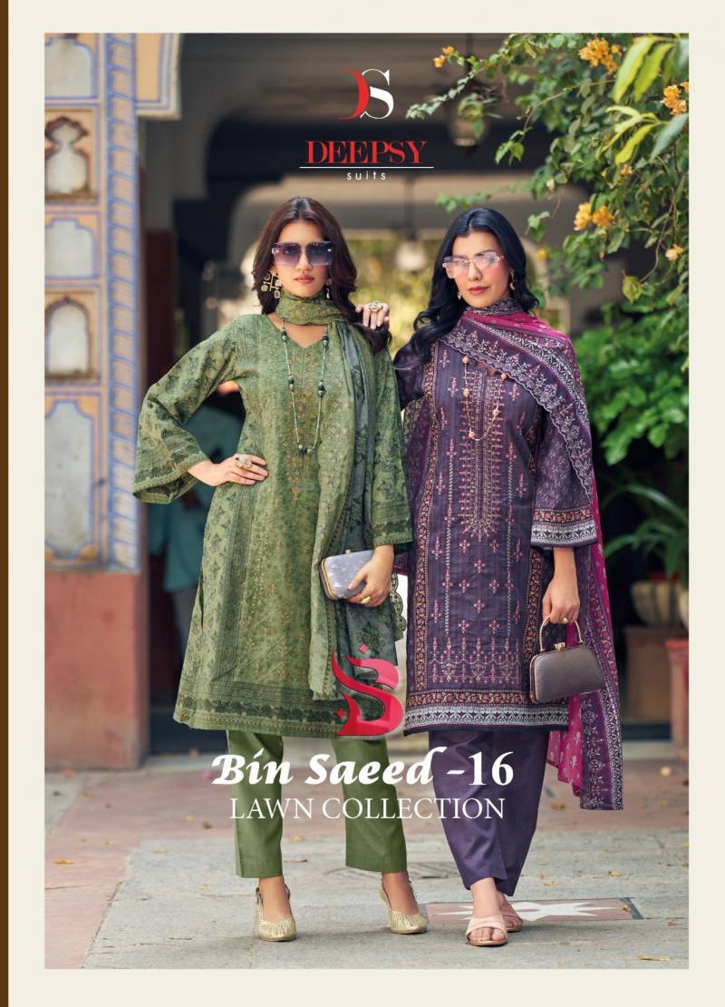 Deepsy Bin Saeed 16 Lawn Cotton Pakistani Suits Collection