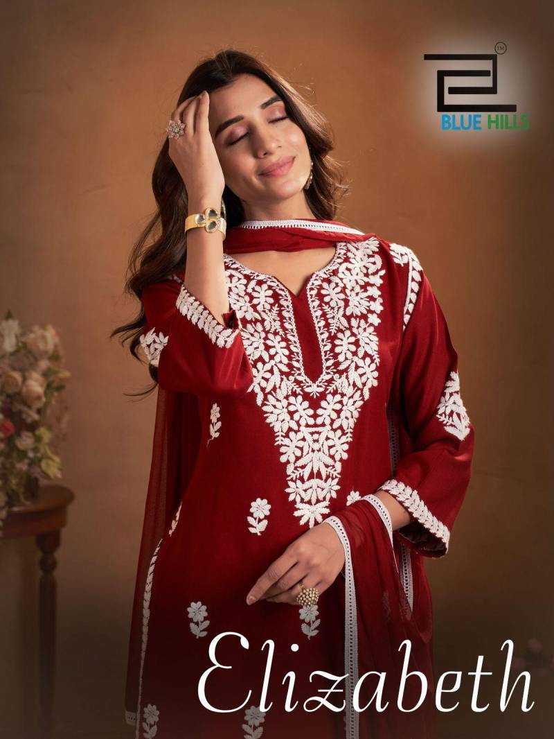 Blue Hills Elizabeth Thread Work Kurti Bottom With Dupatta