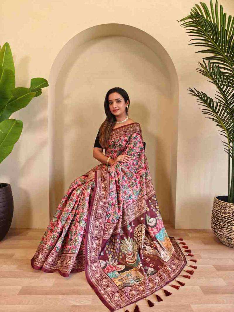 Kc 4009 Chanderi Kalamkari Printed Saree Collection