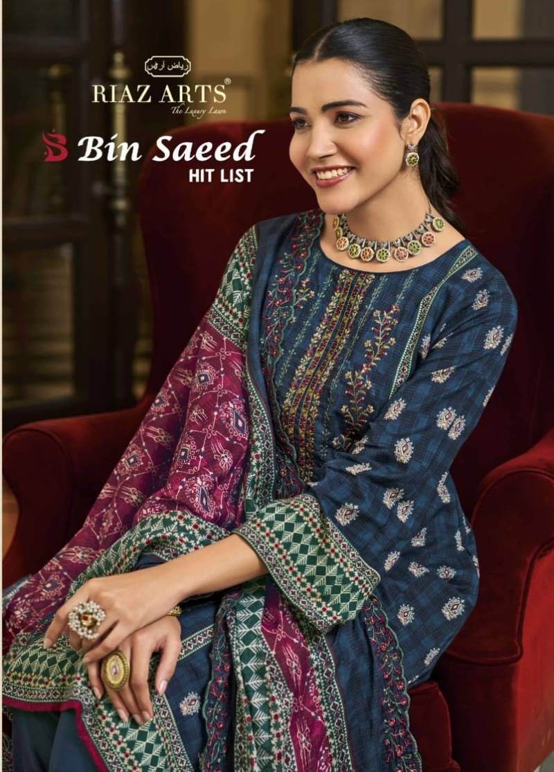 Riaz Arts Bin Saeed Hit List Cotton Printed Dress Material