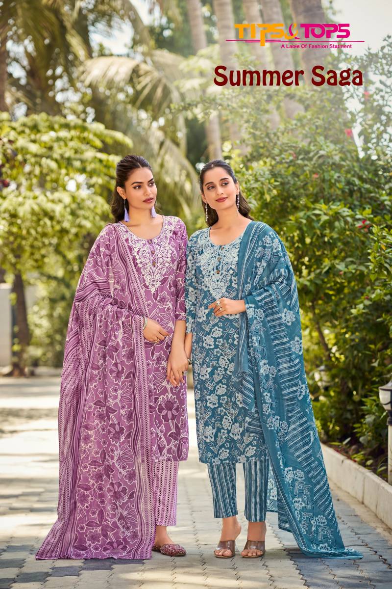 Tips And Tops Summer Saga Cotton Printed Kurti Bottom With Dupatta