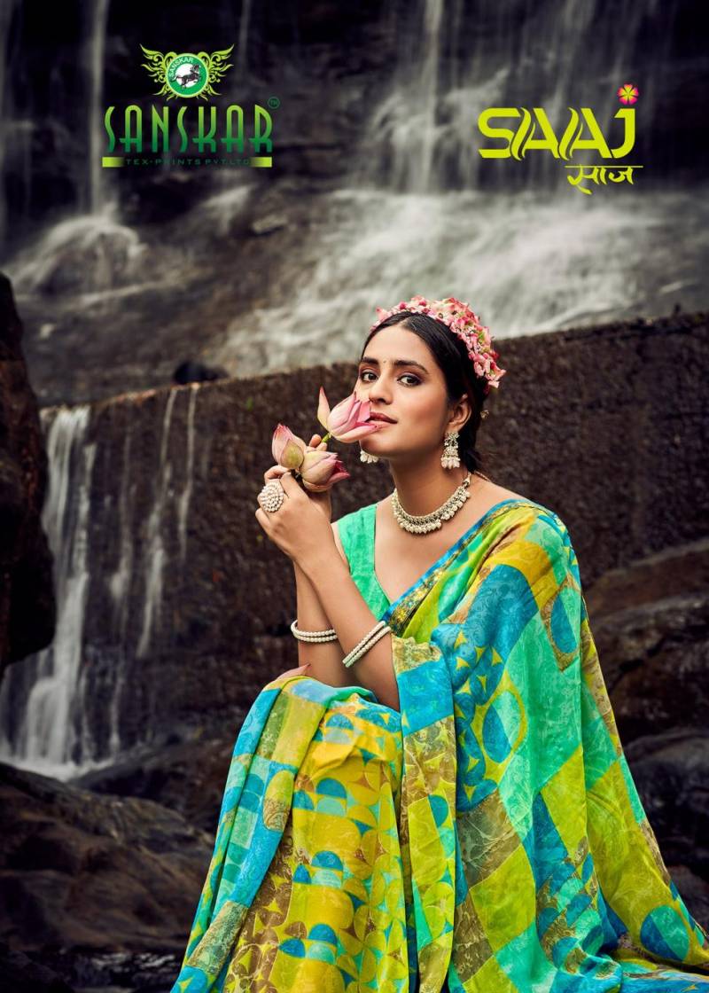 Sanskar Saaj Georgette Foil Printed Saree Collection