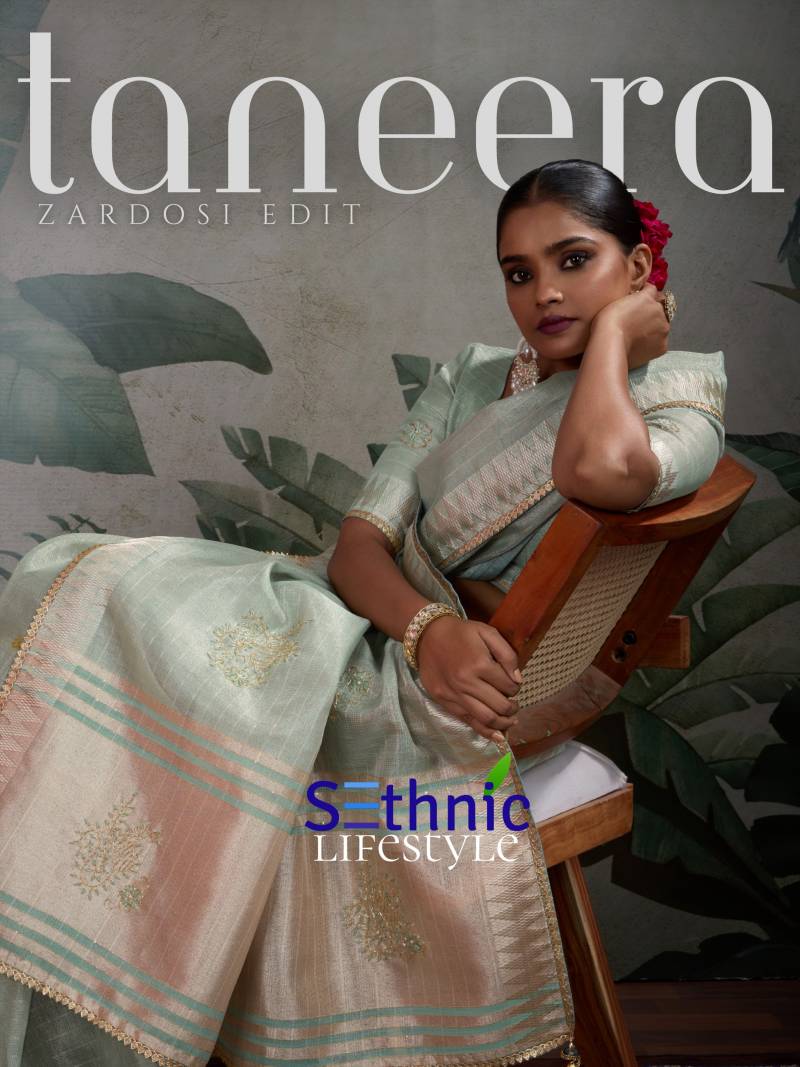 Sethnic Taneera Linen Tissue With Weaving Border Saree
