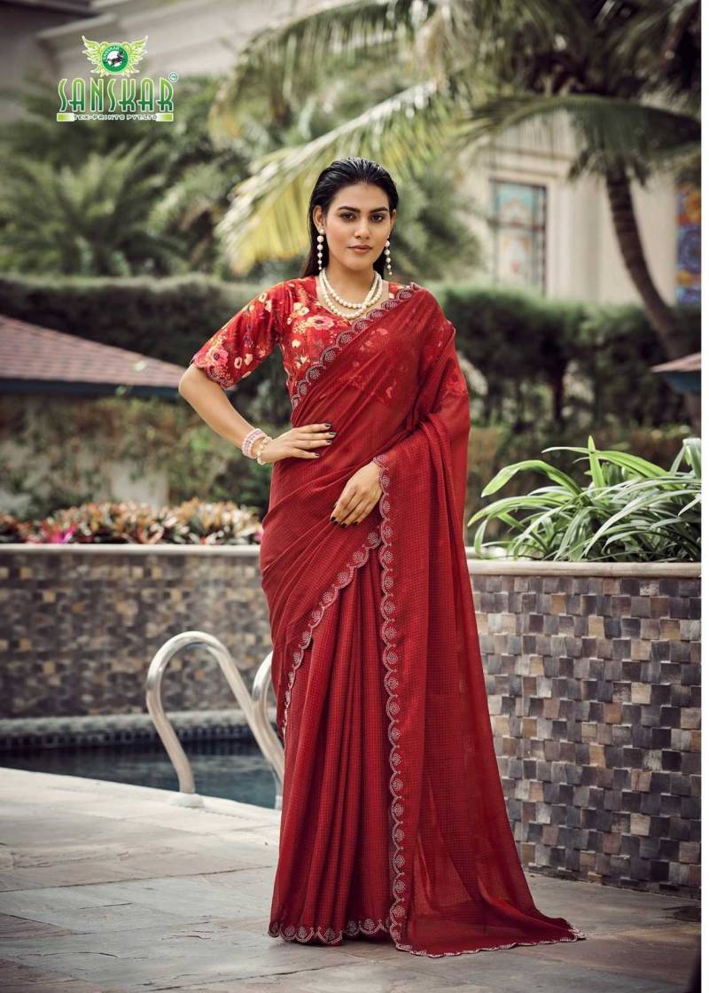 Sanskar Husn Simmer Pattern Designer Printed Saree Collection