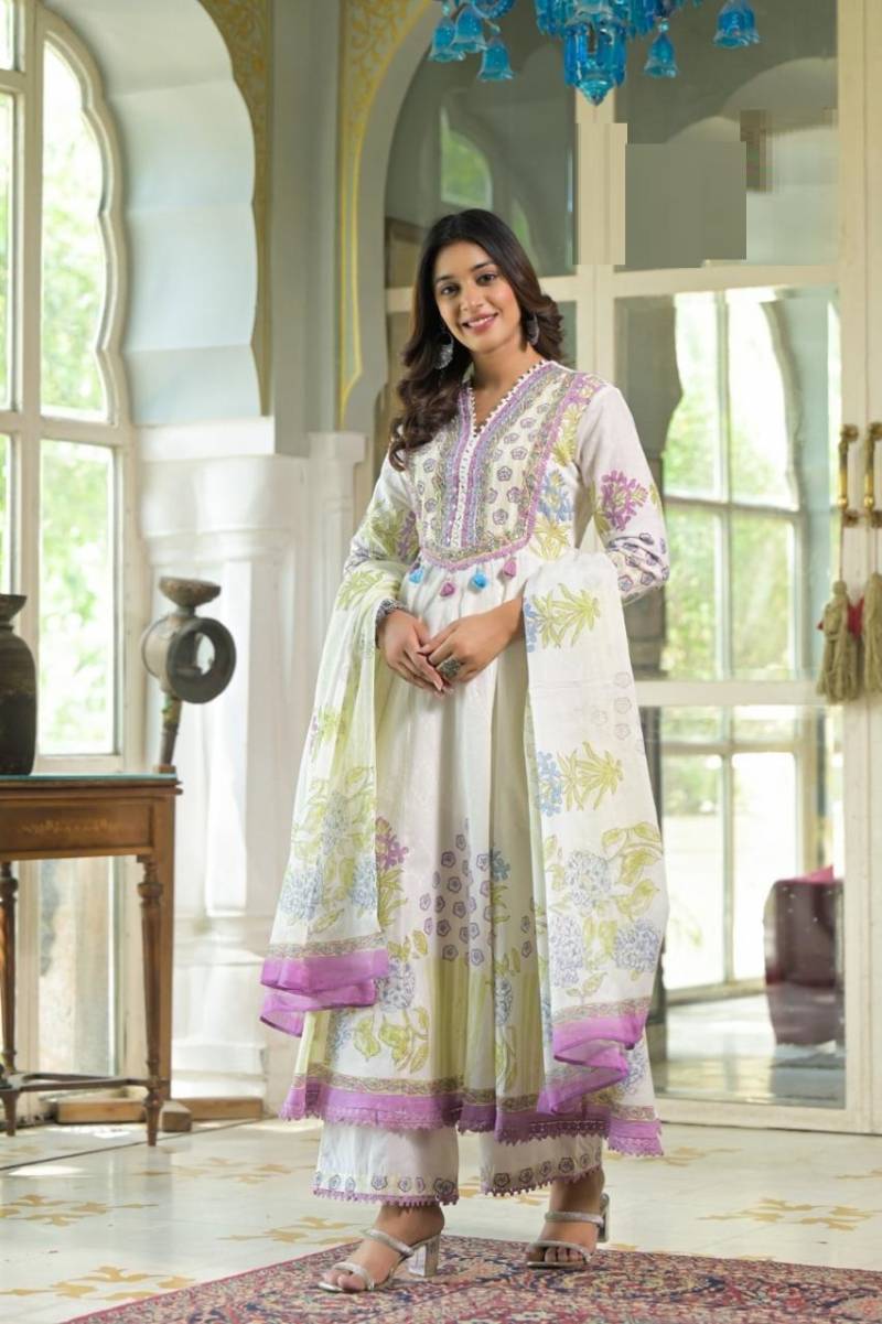 AFS Anarkali Ghera 1 Cotton Anarkali Kurti Pant With Dupatta