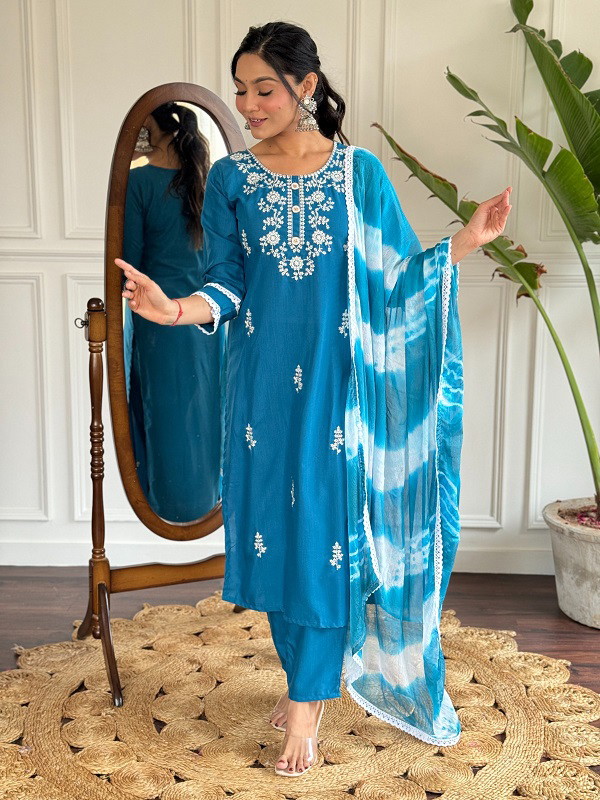 Navya Kurti 86 Embroidered Kurti Bottom With Dupatta