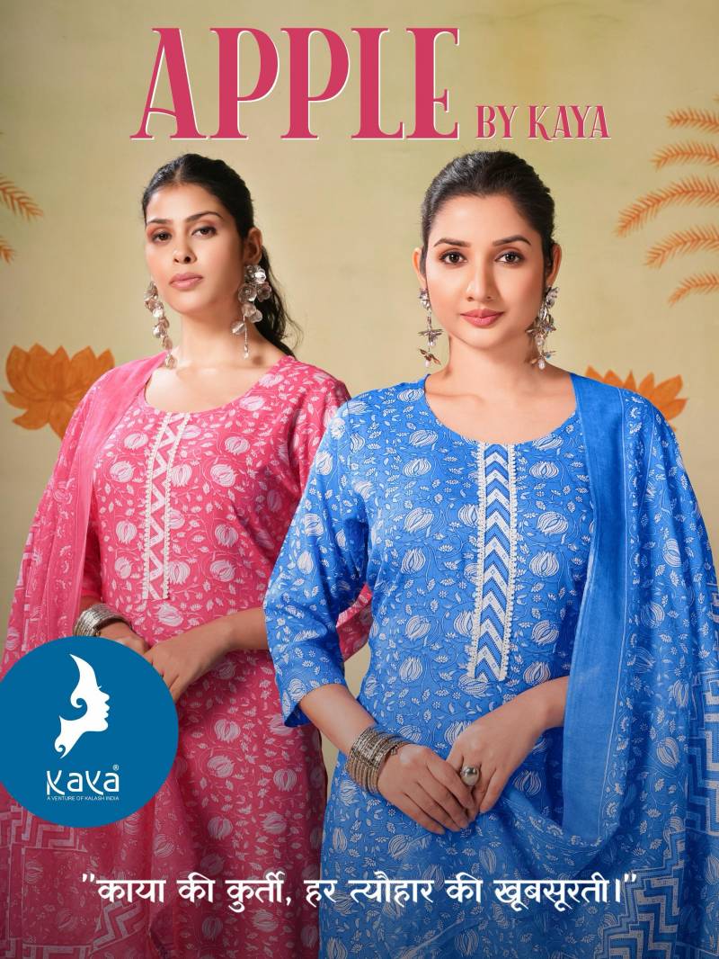 Kaya Apple Printed Kurti Pant With Dupatta Collection