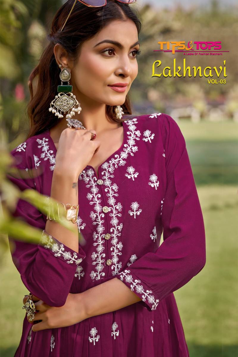 Tips And Tops Lakhnavi Vol 3 Embroidered Long Kurti Collection