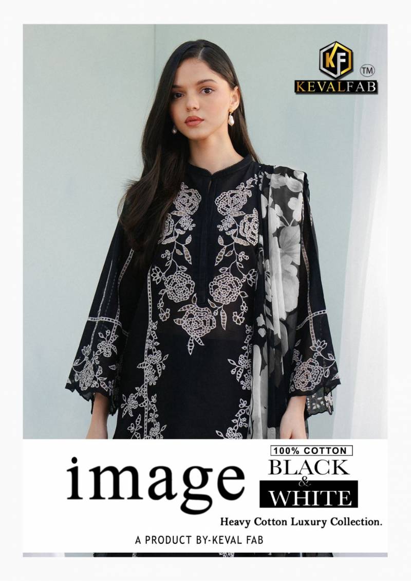 Keval Image Black Cotton Printed Dress Material Collection