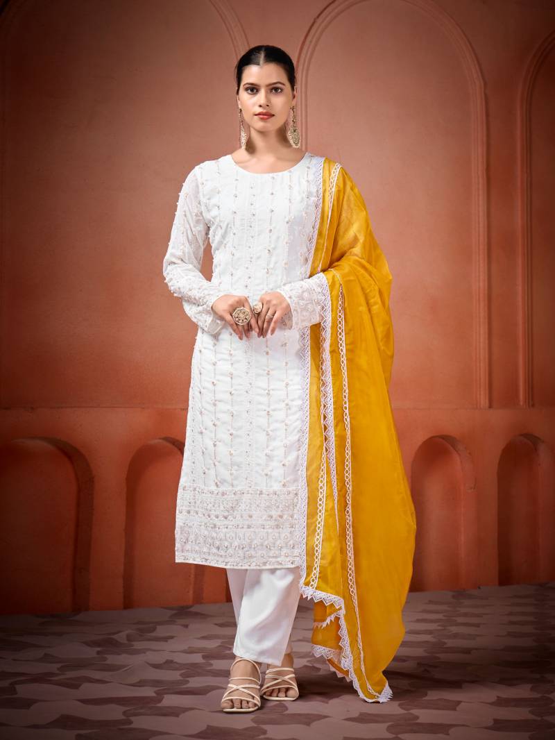 Yanaya 023 Georgette Sequence Kurti Bottom With Dupatta