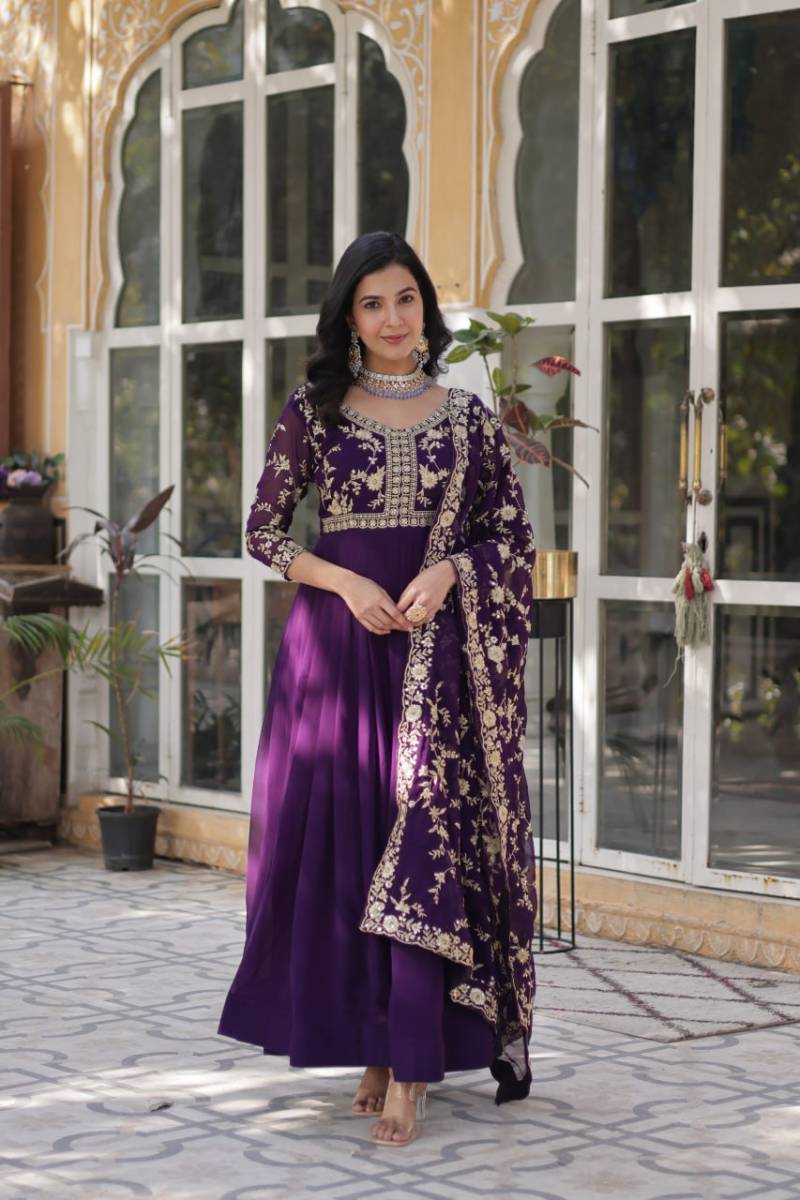 Luna Vol 42 Faux Georgette Gown With Dupatta Collection