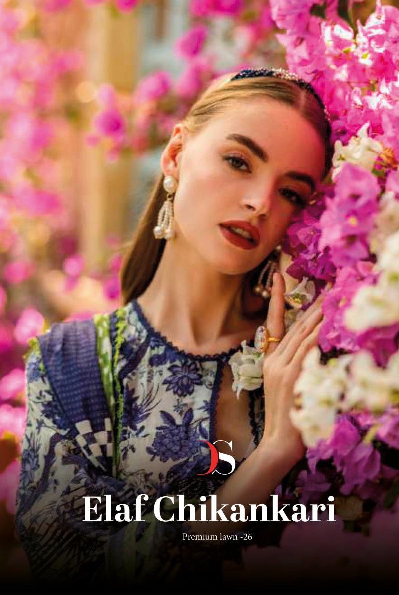 Deepsy Elaf Chikankari Premium Lawn 26 Pakistani Suits Cotton Dupatta