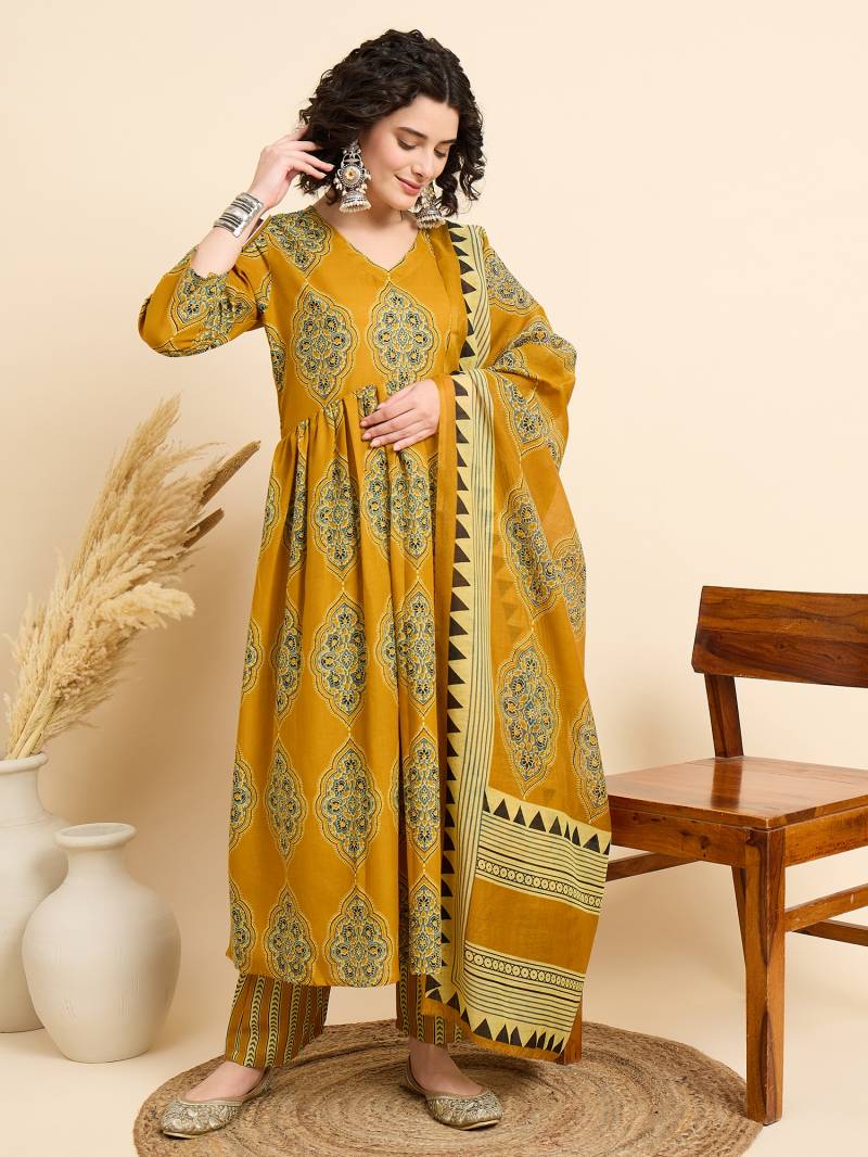 Dhruvi 286 Rayon Printed Kurti Bottom With Dupatta