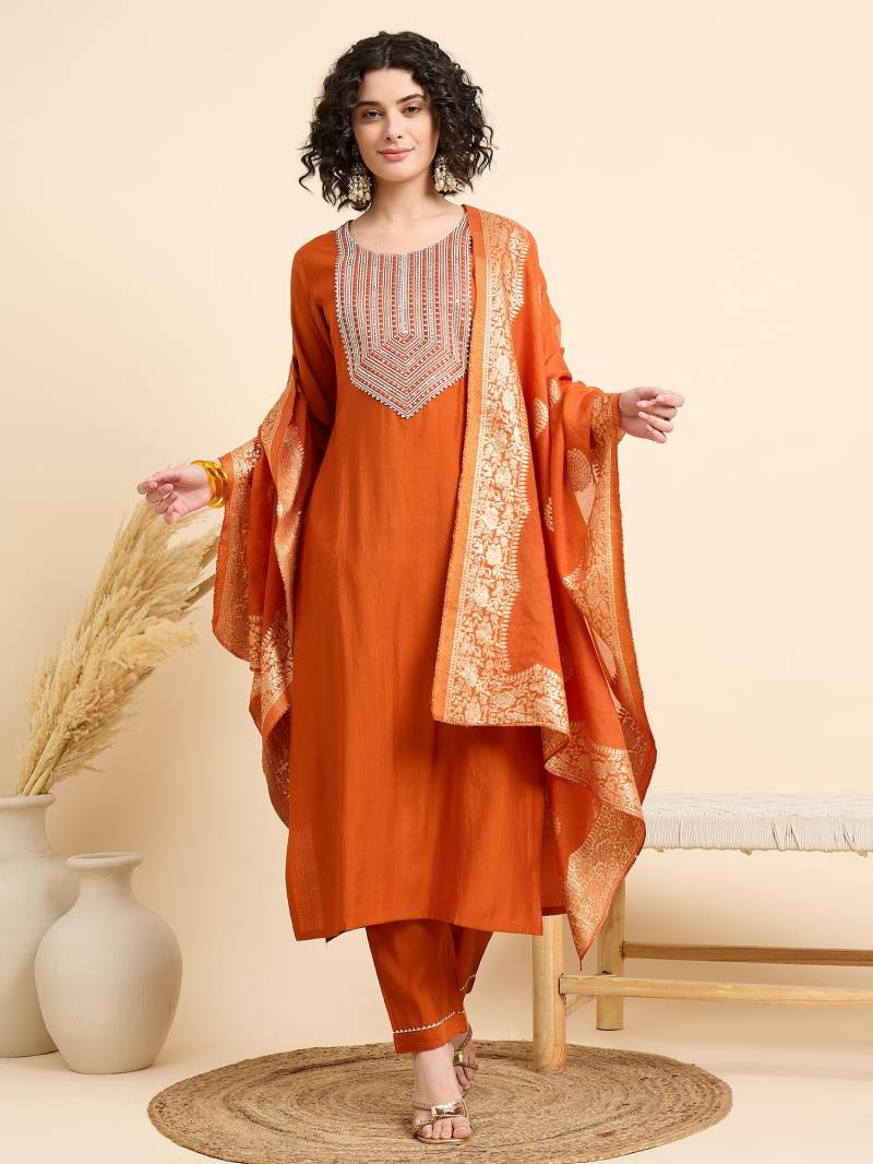 Dhruvi 284 Silk Designer Kurti Bottom With Dupatta