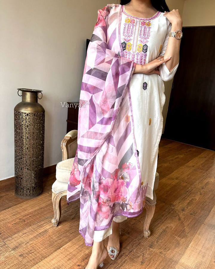 Vishwa 01 Chanderi Kurti Bottom With Dupatta