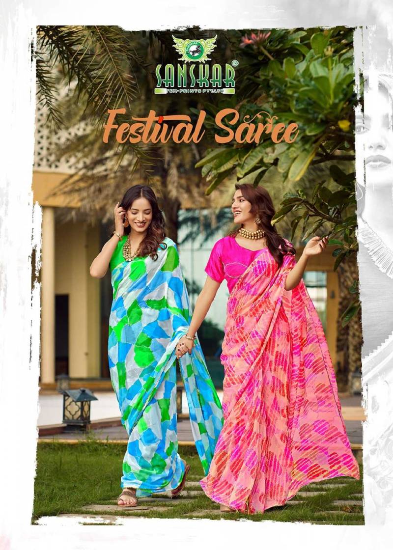 Sanskar Festival Georgette Printed Saree Collection