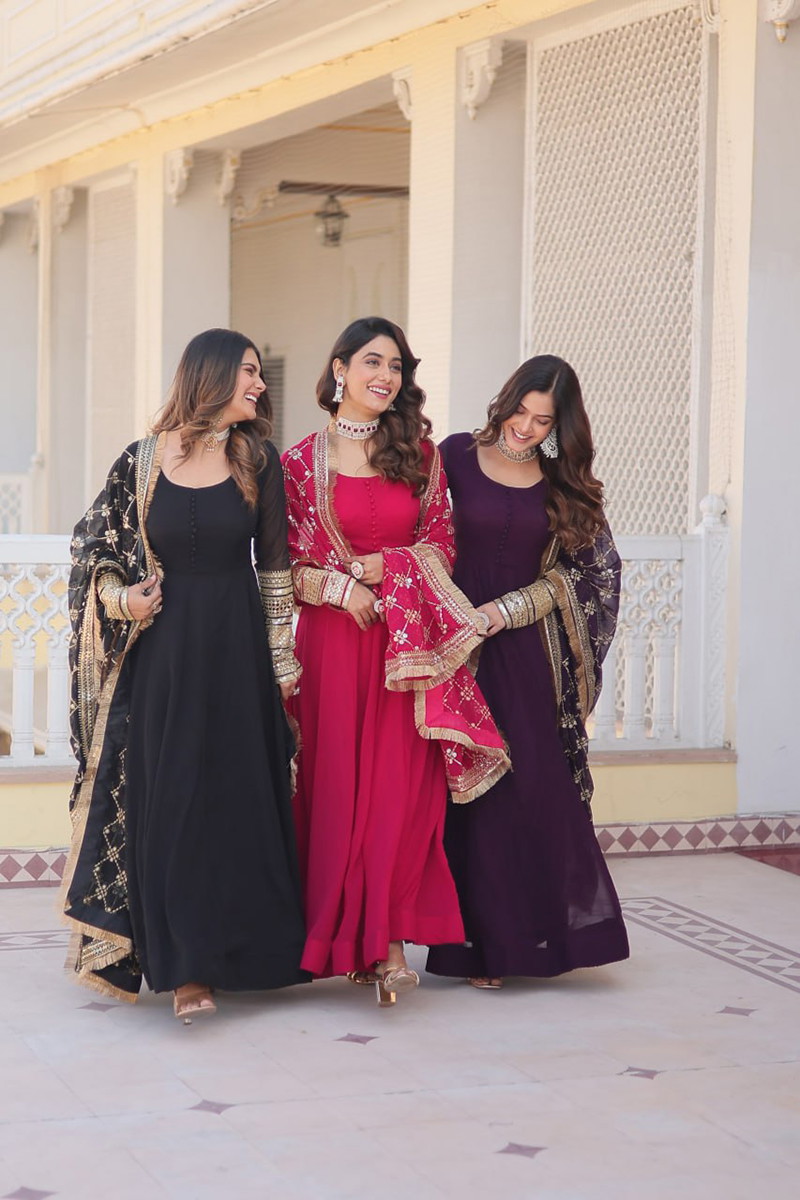 Jf 957 59 Designer Gown With Dupatta Collection