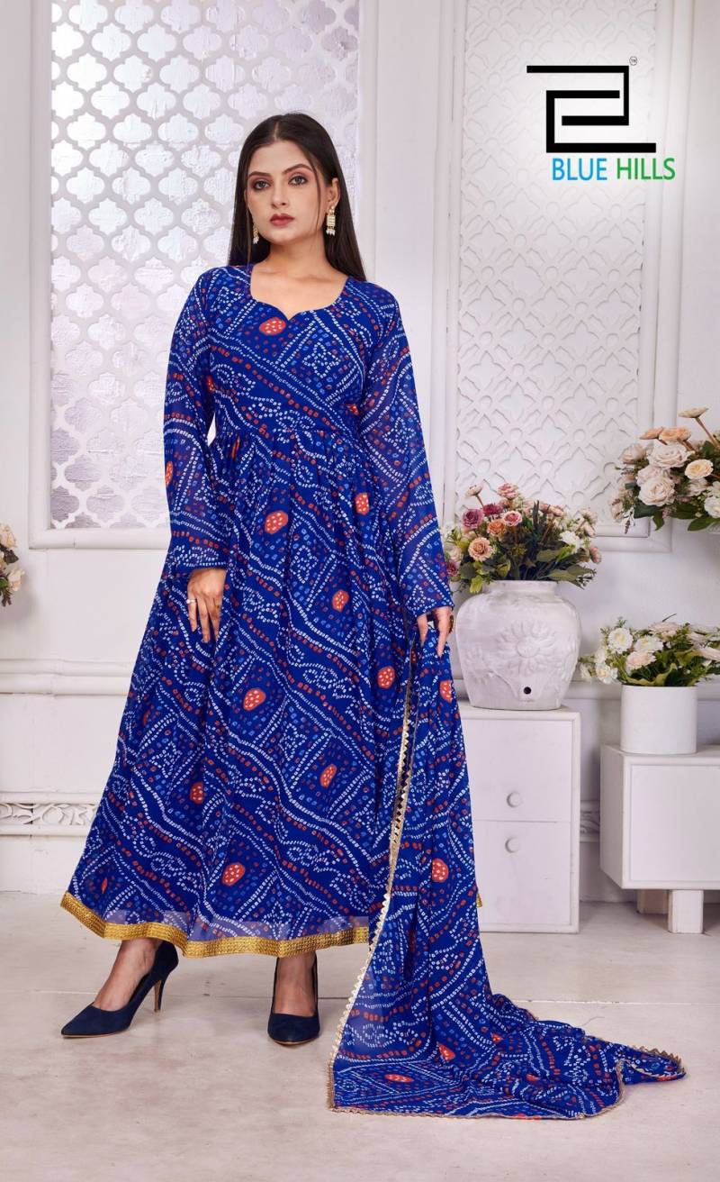 Blue Hills Banno Swag Georgette Printed Fancy Gown With Dupatta