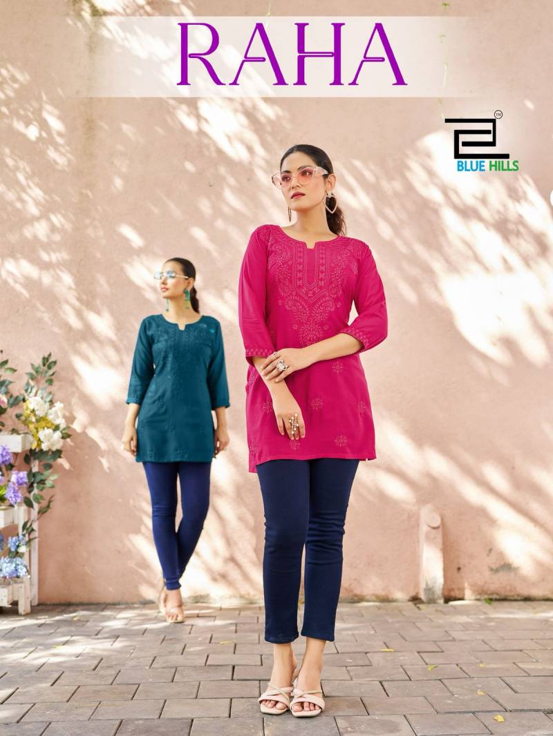 Blue Hills Raha Modal Casual Wear Lucknowi Work Short Kurti