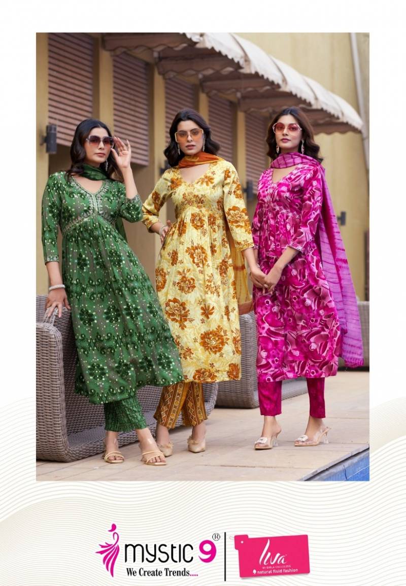 Mystic 9 Pooja Vol 10 Printed Kurti Bottom With Dupatta Collection
