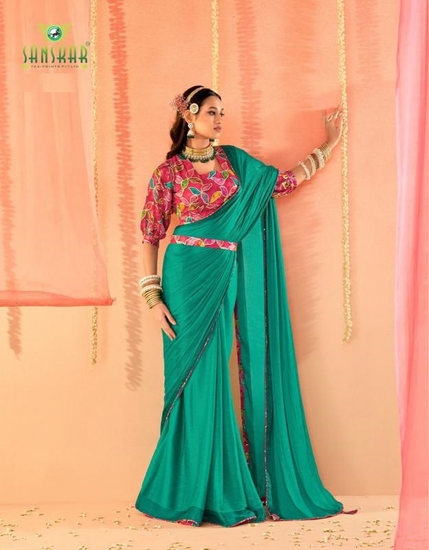 Sanskar Spring Chiffon Printed Party Wear Saree Collection