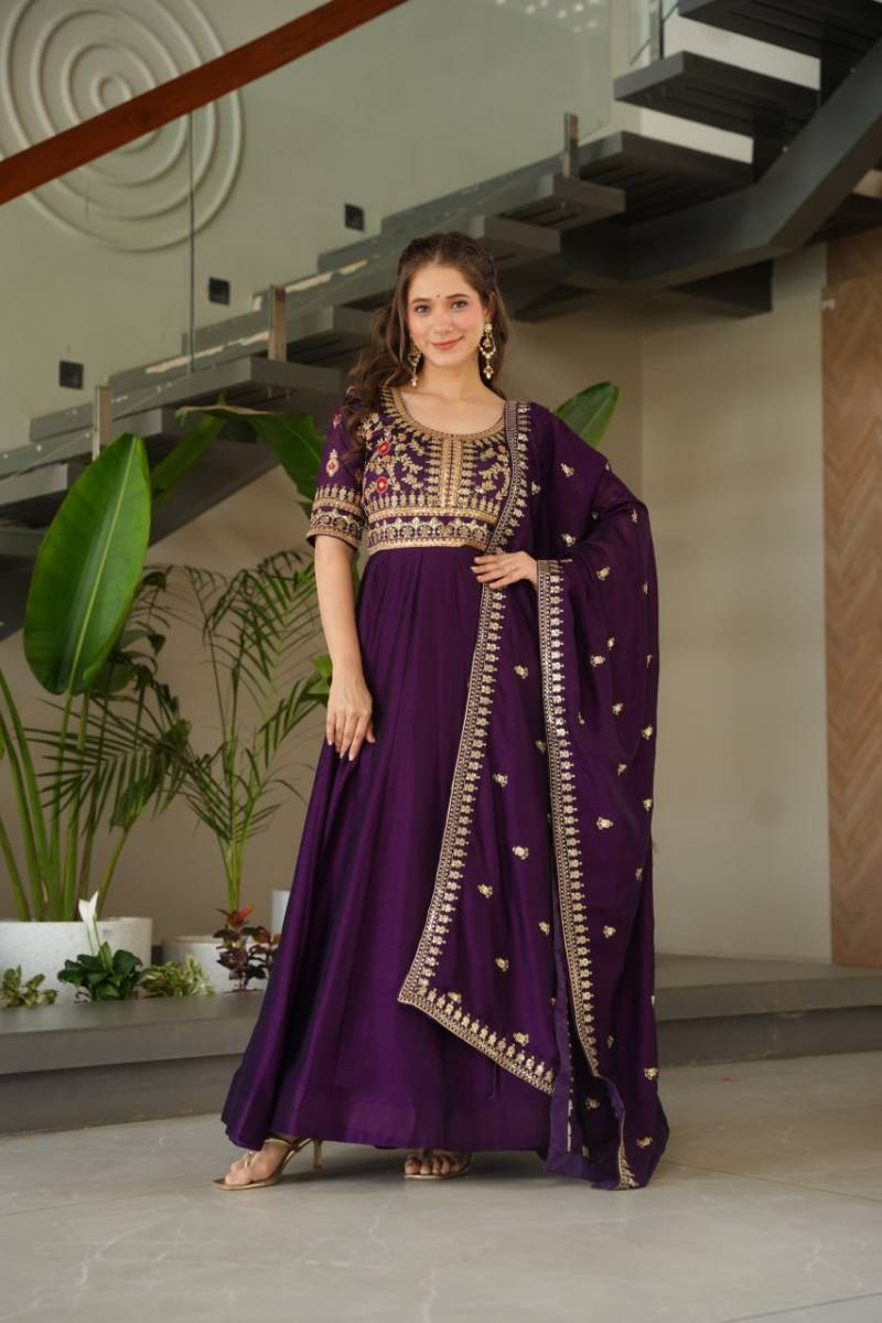 Luna Vol 45 Beautiful Designer Silk Gown With Dupatta Collection