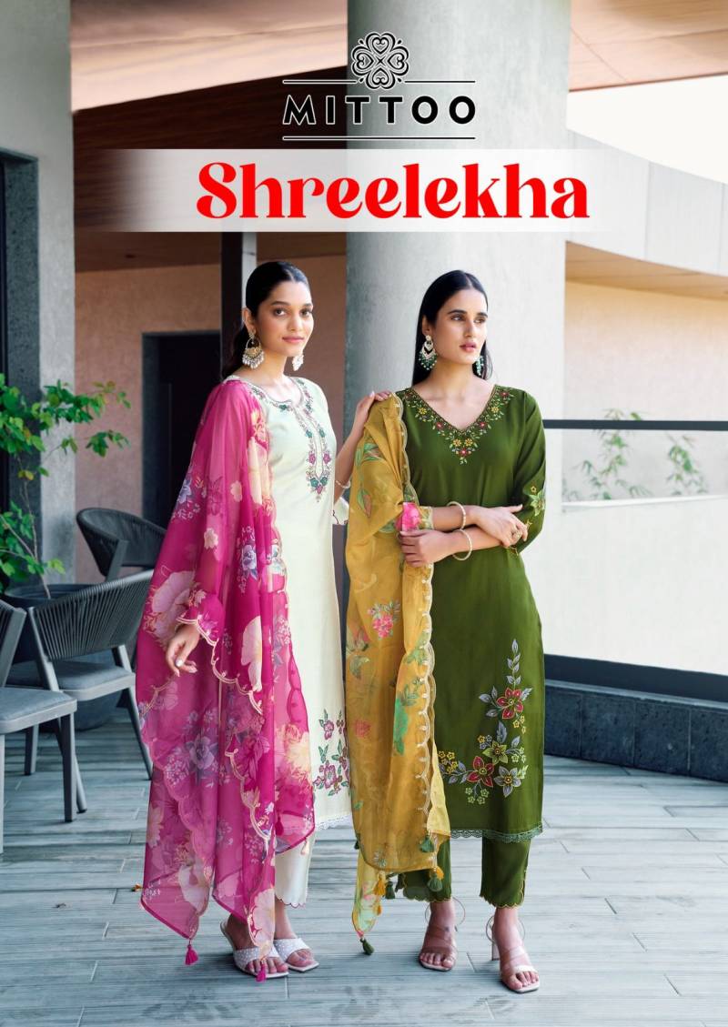 Mittoo Shreelekha Thread Work Kurti Bottom With Dupatta