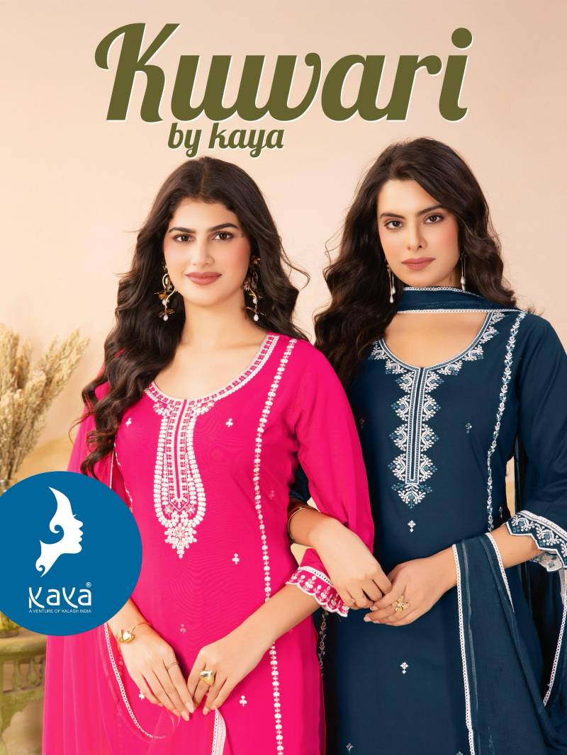 Kaya Kuwari Rayon Designer Kurti Pant With Dupatta Collection
