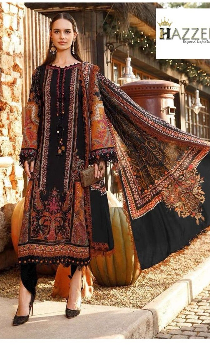Hazzel 0144 Cambric Cotton Embroidered Pakistani Salwar Suits