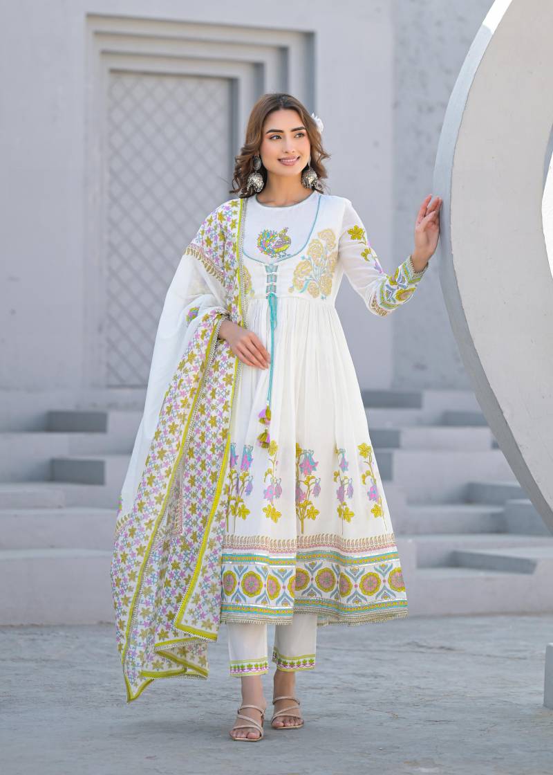 Tanyaa P 274 Cotton Anarkali Kurti Bottom With Dupatta Collection