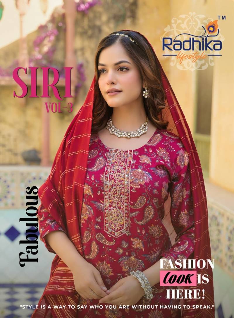 Radhika Siri Vol 3 Printed Kurti Pant With Dupatta Collection